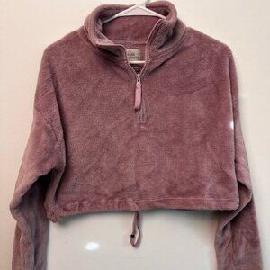 urban outfitters cropped mauve fleece pullover